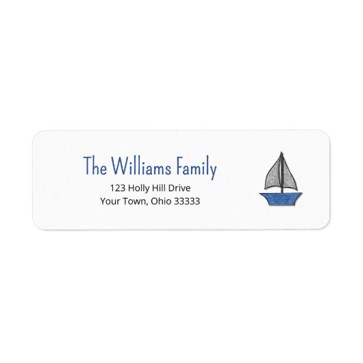 Nautical Blue Sailboat Cute Return Address (Vorne)
