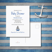 Nautical Blue Sailboat Niedlich Boy Baby Dusche Ankündigungspostkarte