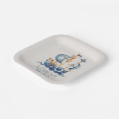 Nautical Blue Sailing Ship Baby Shower Pappteller (Gewinkelt)