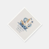 Nautical Blue Sailing Ship Baby Shower Serviette (Ecke)