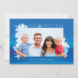 Nautical Blue Seas & Greetings Ocean Foto Frame Feiertagskarte