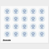 Nautical Blue Seashell Blue Stripe Runder Aufkleber (Blatt)