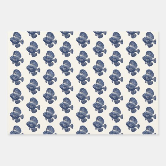 Nautical Blue Seaside Anchor Muschel Fish Geschenkpapier Set (Vorderseite)