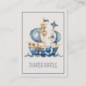 Nautical Blue Ship Baby Shower Diaper Raffle Begleitkarte (Vorderseite)