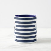 Nautical Blue Stripe Foto Tasse (Zentrum)