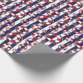 Nautical Blue Stripe Lifebouy Seaside Pattern Geschenkpapier (Ecke)