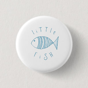 Nautical Blue Stripe Little Fish Button