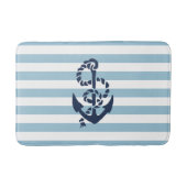 Nautical Blue Stripe Navy Anchor Badematte (Vorderseite)