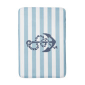 Nautical Blue Stripe Navy Anchor Badematte (Vorderseite Vertikal)