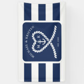 Nautical Blue Striped Heart Anchor Wedding Banner (Vertikal)