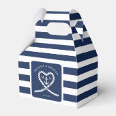 Nautical Blue Striped Heart Anchor Wedding Geschenkschachtel (Vorderseite)