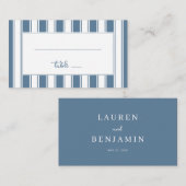 ** Nautical Blue Stripes Elegant Platzkarte (Vorne/Hinten)