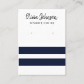 Nautical Blue Stripes Juwelier Earring Display Visitenkarte (Vorderseite)