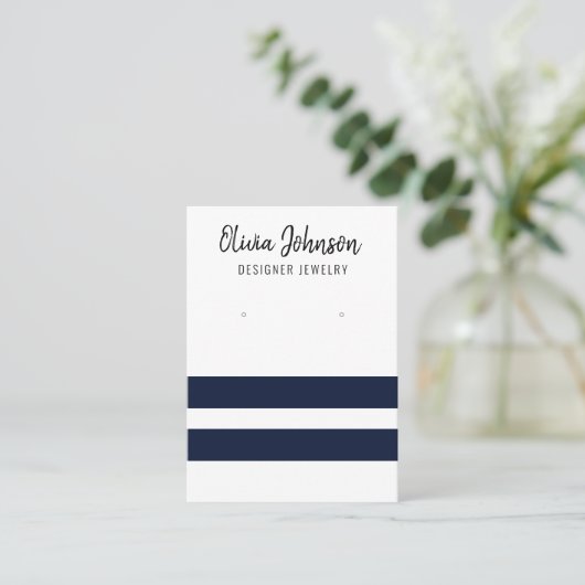 Nautical Blue Stripes Juwelier Earring Display Visitenkarte (Stehend Vorderseite)