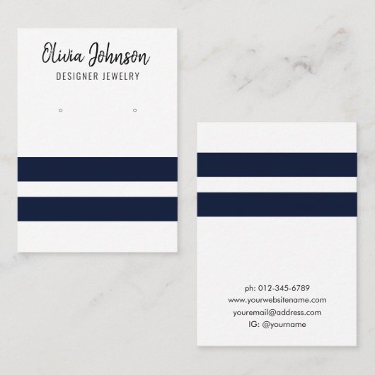 Nautical Blue Stripes Juwelier Earring Display Visitenkarte (Vorne/Hinten)