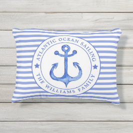 Nautical Blue Stripes Personalisierter Außenpilz Kissen Für Draußen