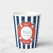 Nautical Blue Striping Baby Shower Boy Pappbecher (Rückseite)
