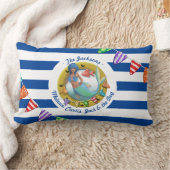 Nautical Blue Stripte Mermaid Family Holiday Beach Lendenkissen (Decke)