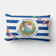 Nautical Blue Stripte Mermaid Family Holiday Beach
