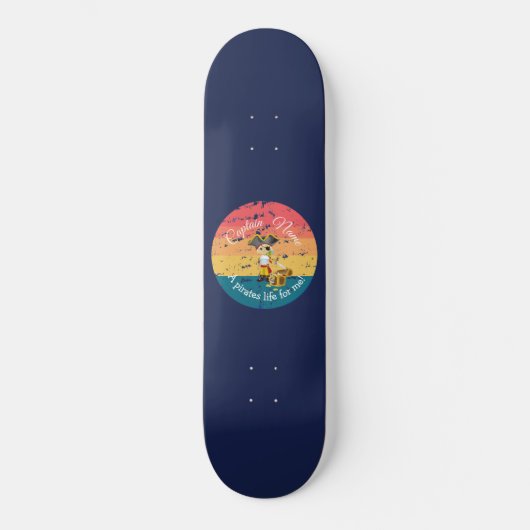 Nautical Blue Sunset Boy Pirate Skateboard (Vorderseite)