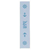 Nautical Blue Table Runner mit Schiffskunst Kurzer Tischläufer (Vorderseite)