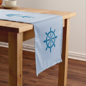 Nautical Blue Table Runner mit Schiffskunst Kurzer Tischläufer (Beispiel)