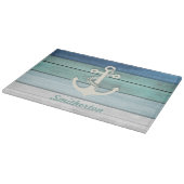 Nautical Blue Turquoise Distressed Wood Anchor Schneidebrett (Ecke)