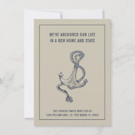 Nautical Blue und Taupe Vintag Anchor Neue Zuhause Ankündigung