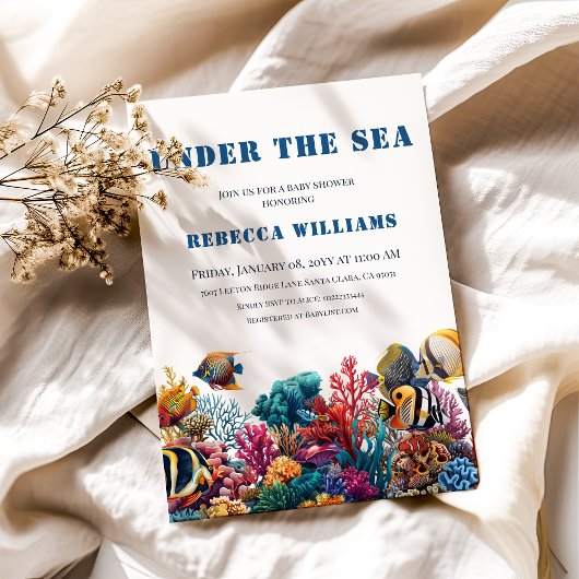 Nautical Blue Under Sea Boy Baby Shower Einladung