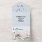 Nautical Blue Water Muscheln Beach Hochzeit All In One Einladung (Innen Boden)