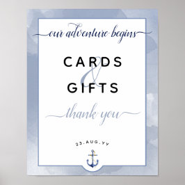 #Nautical Blue #Watercolor Cards & Gifts Wedding Poster