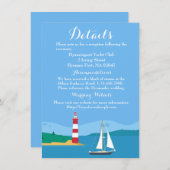Nautical Blue Wedding Details Leuchtturm Sailboat Einladung (Vorne/Hinten)