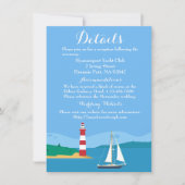 Nautical Blue Wedding Details Leuchtturm Sailboat Einladung (Vorderseite)