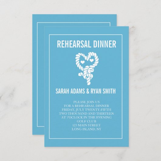 Nautical Blue Wedding Probe Dinner Einladungen (Vorne/Hinten)