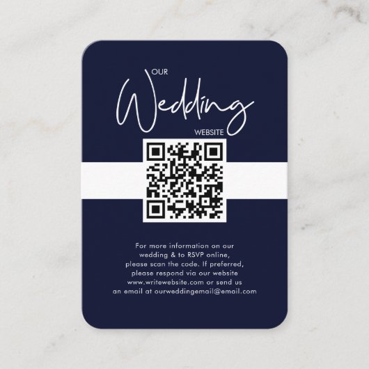 Nautical Blue Wedding Website QR Code Foto UAWG Begleitkarte (Vorderseite)