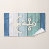 Nautical Blue White Distressed Wood Anchor Beach Badhandtuch Set (Handtuch)