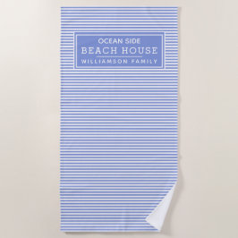 Nautical Blue & White Striping Beach House  Strandtuch