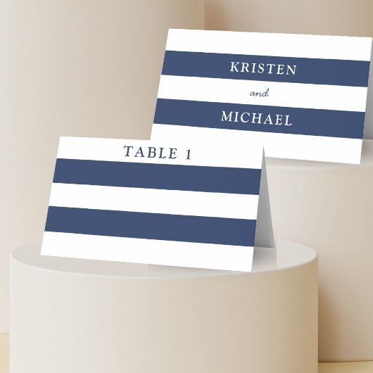 Nautical Blue & White Striping Wedding Platzkarte