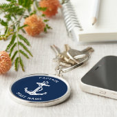 Nautical Boat Anchor and Name Captain Custom Schlüsselanhänger (Seite)