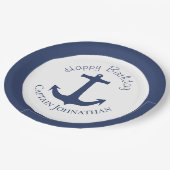 Nautical Boat Anchor Name des Kapitäns Pappteller (Schrägansicht)