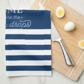 Nautical Boat Anchor Navy Blau Streifen Geschirrtuch (Viertel Falte)