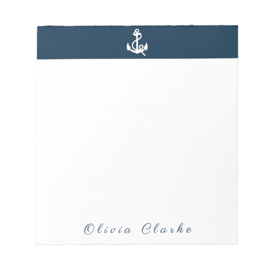Nautical Boat Anchor Stilftiges Skript Notizblock (Vorderseite)