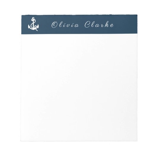 Nautical Boat Anchor Stilftiges Skript Notizblock (Vorderseite)