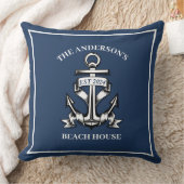 Nautical Boat Beach House Anchor Familienname Est Kissen (Decke)