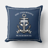 Nautical Boat Beach House Anchor Familienname Est Kissen (Vorderseite)