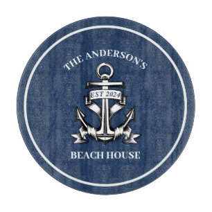 Nautical Boat Beach House Anchor Familienname Est Schneidebrett