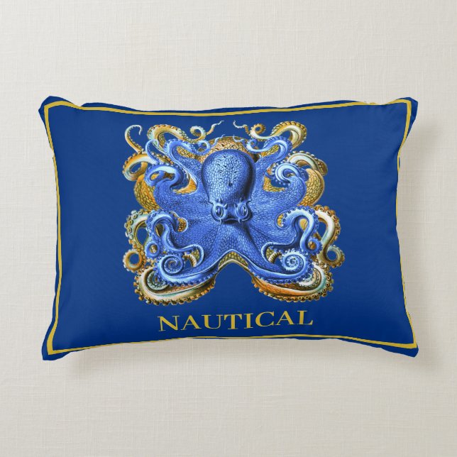 Nautical Boat Beach House Octopus Personal Marine  Dekokissen (Vorderseite)