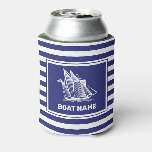 Nautical Boat Design Navy Blue Striping Cooler Dosenkühler (Kanne Rückseite)