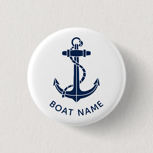 Nautical Boat Name Anchor Cruise Trip Custom Button (Vorderseite)