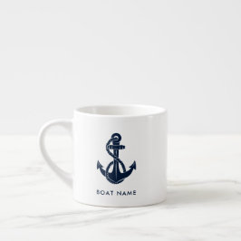 Nautical Boat Name Navy Blue Anchor Custom Espressotasse